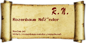 Rozenbaum Nándor névjegykártya