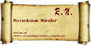 Rozenbaum Nándor névjegykártya